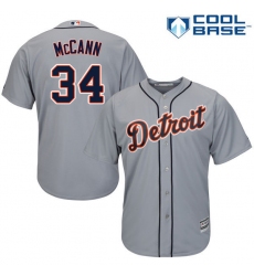 Men's Majestic Detroit Tigers #34 James McCann Replica Grey Road Cool Base MLB Jersey