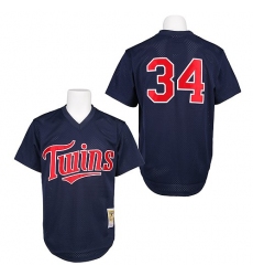 Men's Mitchell and Ness 1991 Minnesota Twins #34 Kirby Puckett Authentic Navy Blue Throwback MLB Jersey