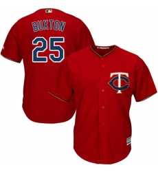 Men's Majestic Minnesota Twins #25 Byron Buxton Replica Scarlet Alternate Cool Base MLB Jersey