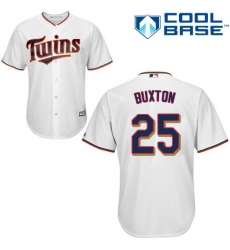 Youth Majestic Minnesota Twins #25 Byron Buxton Replica White Home Cool Base MLB Jersey