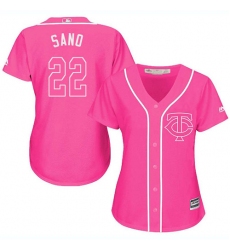 Women's Majestic Minnesota Twins #22 Miguel Sano Replica Pink Fashion Cool Base MLB Jersey