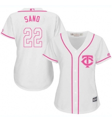 Women's Majestic Minnesota Twins #22 Miguel Sano Replica White Fashion Cool Base MLB Jersey
