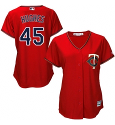 Women's Majestic Minnesota Twins #45 Phil Hughes Authentic Scarlet Alternate Cool Base MLB Jersey