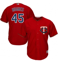 Youth Majestic Minnesota Twins #45 Phil Hughes Replica Scarlet Alternate Cool Base MLB Jersey