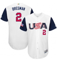Youth USA Baseball Majestic #2 Alex Bregman White 2017 World Baseball Classic Authentic Team Jersey