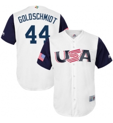 Men's USA Baseball Majestic #44 Paul Goldschmidt White 2017 World Baseball Classic Replica Team Jersey