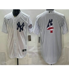 Men's New York Yankees #4 Lou Gehrig White 2026 USA 250 Fourth of July Home Stadium Stitched Jersey