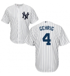 Youth Majestic New York Yankees #4 Lou Gehrig Replica White Home MLB Jersey