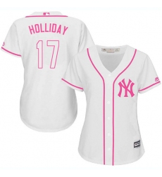 Women's Majestic New York Yankees #17 Matt Holliday Replica White Fashion Cool Base MLB Jersey