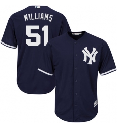 Men's Majestic New York Yankees #51 Bernie Williams Replica Navy Blue Alternate MLB Jersey