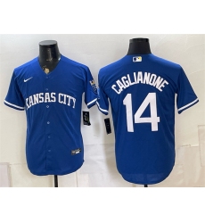 Men's Kansas City Royals #14 Jac Caglianone Royal Cool Base Stitched Baseball Jersey
