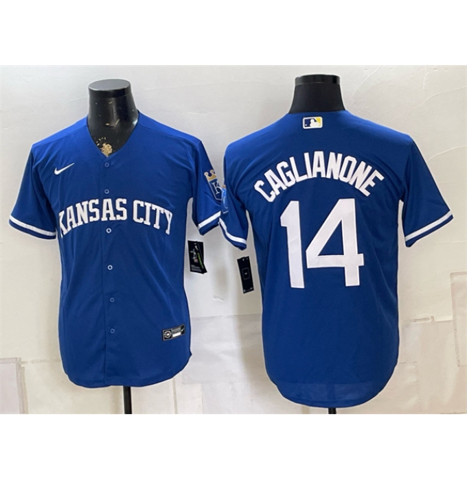 Men's Kansas City Royals #14 Jac Caglianone Royal Cool Base Stitched Baseball Jersey