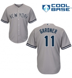 Youth Majestic New York Yankees #11 Brett Gardner Replica Grey Road MLB Jersey