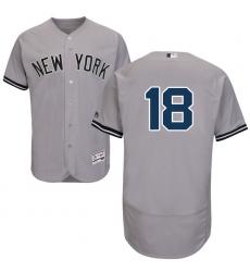 Men's Majestic New York Yankees #18 Johnny Damon Grey Road Flex Base Authentic Collection MLB Jersey