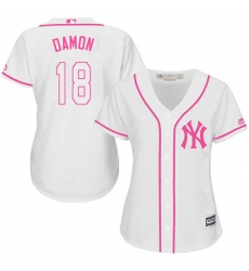 Women's Majestic New York Yankees #18 Johnny Damon Authentic White Fashion Cool Base MLB Jersey