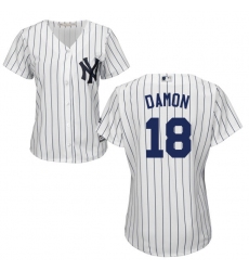 Women's Majestic New York Yankees #18 Johnny Damon Replica White Home MLB Jersey