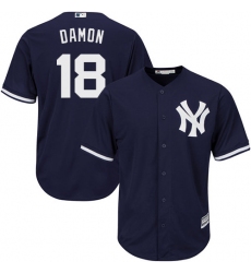 Youth Majestic New York Yankees #18 Johnny Damon Replica Navy Blue Alternate MLB Jersey