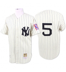 Men's Mitchell and Ness 1939 New York Yankees #5 Joe DiMaggio Replica White Throwback MLB Jersey