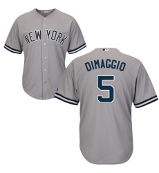Youth Majestic New York Yankees #5 Joe DiMaggio Replica Grey Road MLB Jersey