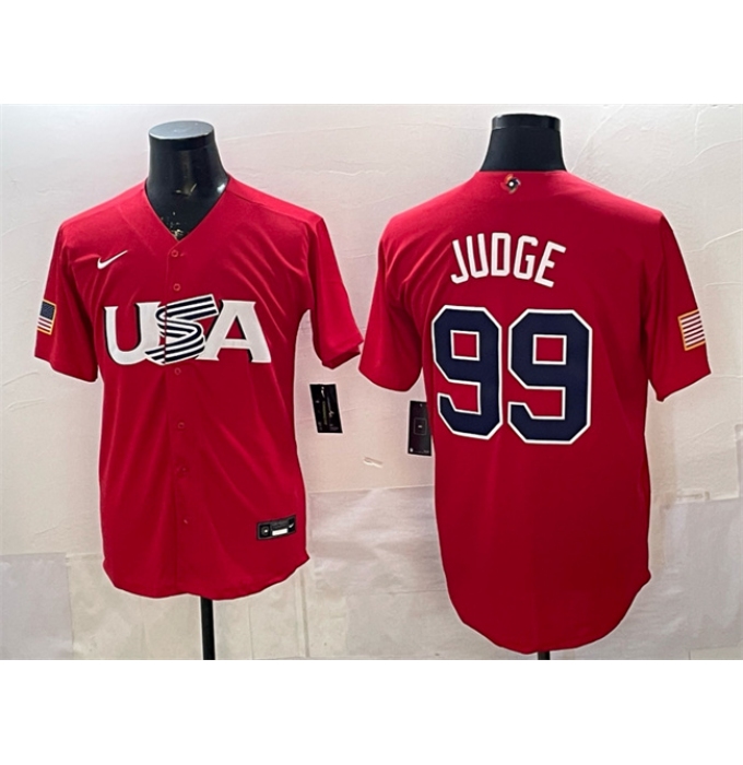 Men's USA Baseball #99 Aaron Judge Red World Baseball Classic Stitched Jersey