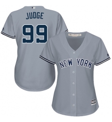Women's Majestic New York Yankees #99 Aaron Judge Authentic Grey Road MLB Jersey