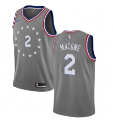 Men's Nike Philadelphia 76ers #2 Moses Malone Swingman Gray NBA Jersey - City Edition