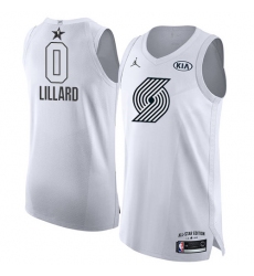 Men's Nike Jordan Portland Trail Blazers #0 Damian Lillard Authentic White 2018 All-Star Game NBA Jersey
