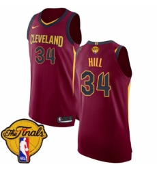 Youth Nike Cleveland Cavaliers #34 Tyrone Hill Authentic Maroon 2018 NBA Finals Bound NBA Jersey - Icon Edition