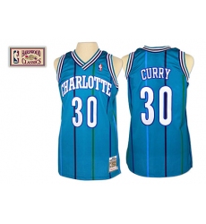 Men's Mitchell and Ness Charlotte Hornets #30 Dell Curry Swingman Light Blue Throwback NBA Jersey
