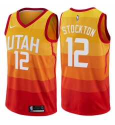 Men's Nike Utah Jazz #12 John Stockton Authentic Orange NBA Jersey - City Edition