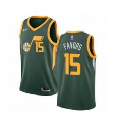 Youth Nike Utah Jazz #15 Derrick Favors Green Swingman Jersey - Earned Edition