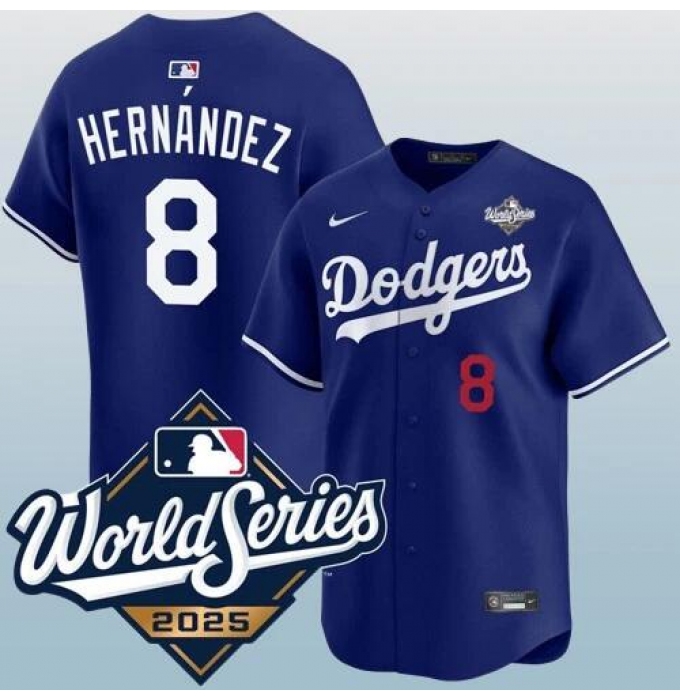 Men's Los Angeles Dodgers #8 Enrique Hernández Blue 2025 World Series Vapor Limited Stitched Jersey
