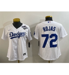 Women's Los Angeles Dodgers #72 Miguel Rojas White 2025 World Series Home Cool Base Stitched Baseball Jersey(Run Small)