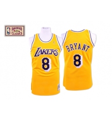 Men's Mitchell and Ness Los Angeles Lakers #8 Kobe Bryant Swingman Gold Throwback NBA Jersey