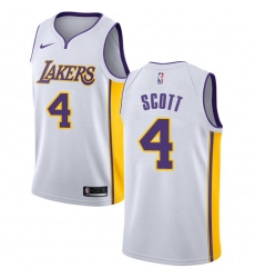Youth Nike Los Angeles Lakers #4 Byron Scott Authentic White NBA Jersey - Association Edition