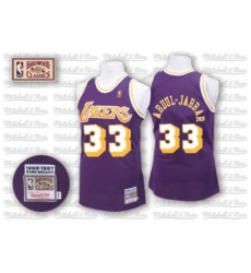 Men's Mitchell and Ness Los Angeles Lakers #33 Abdul-Jabbar Authentic Purple Throwback NBA Jersey