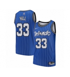 Men's Orlando Magic #33 Grant Hill Authentic Blue Hardwood Classics Basketball Jersey
