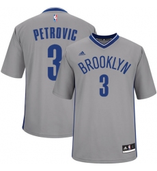 Men's Adidas Brooklyn Nets #3 Drazen Petrovic Swingman Gray Alternate NBA Jersey