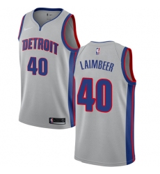 Men's Nike Detroit Pistons #40 Bill Laimbeer Swingman Silver NBA Jersey Statement Edition