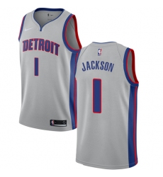 Men's Nike Detroit Pistons #1 Reggie Jackson Authentic Silver NBA Jersey Statement Edition