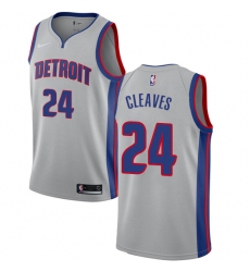 Men's Nike Detroit Pistons #24 Mateen Cleaves Swingman Silver NBA Jersey Statement Edition