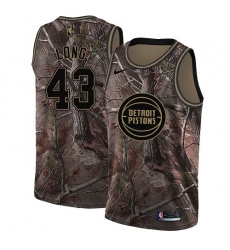 Youth Nike Detroit Pistons #43 Grant Long Swingman Camo Realtree Collection NBA Jersey