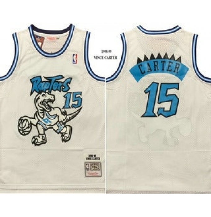 Men's Toronto Raptors #15 Vince Carter White 1998 Throwback Swingman Jersey