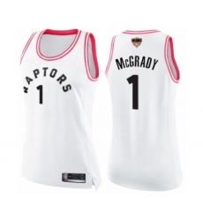 Women's Toronto Raptors #1 Tracy Mcgrady Swingman White  Pink Fashion 2019 Basketball Finals Bound Jersey