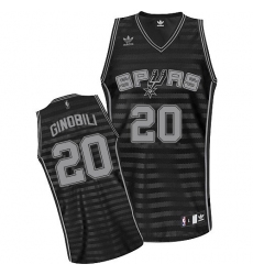 Men's Adidas San Antonio Spurs #20 Manu Ginobili Swingman Black/Grey Groove NBA Jersey