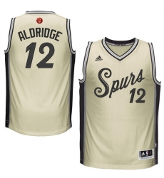 Youth Adidas San Antonio Spurs #12 LaMarcus Aldridge Authentic Cream 2015-16 Christmas Day NBA Jersey