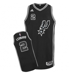 Men's Adidas San Antonio Spurs #2 Kawhi Leonard Authentic Black New Road NBA Jersey