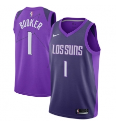 Youth Nike Phoenix Suns #1 Devin Booker Swingman Purple NBA Jersey - City Edition