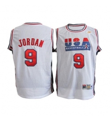 Men's Nike Team USA #9 Michael Jordan Authentic White Throwback Basketball Jersey