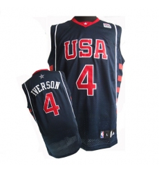 Men's Nike Team USA #4 Allen Iverson Authentic Navy Blue Summer Olympics Basketball Jersey
